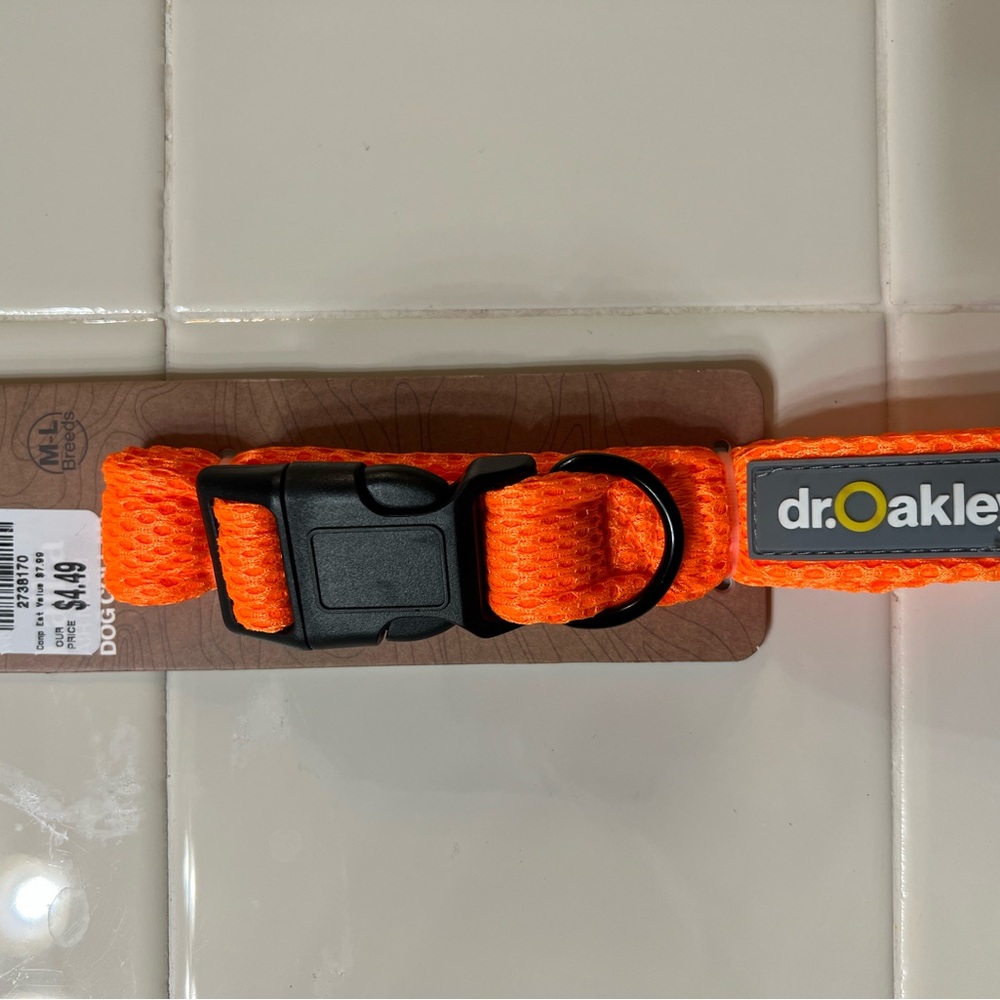 NWT dog collar bright orange for M-L dogs